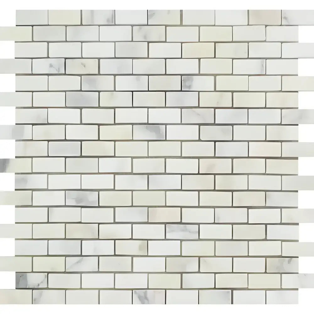 White marble brick mosaic tile from Calacatta Gold Select in polished or honed finish