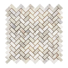 Calacatta Gold Select marble tile in Herringbone pattern for elegant floor or backsplash design