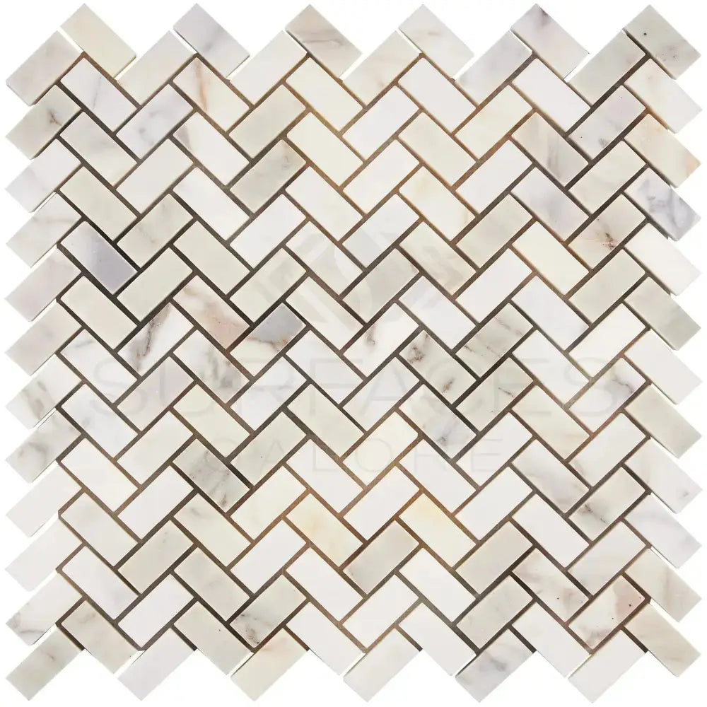 Calacatta Gold Select Herringbone Marble Mosaic Tile polished or honed