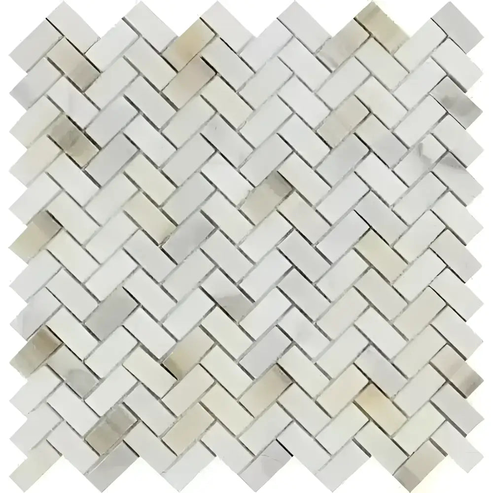 Calacatta Oro (Gold) Select 5/8X1 1/4 Mini-Herringbone Mosaic Marble Tile-American Stone