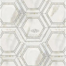 Hexagonal marble tile pattern featuring Calacatta Gold Select Gold Mosaic Marble Tile