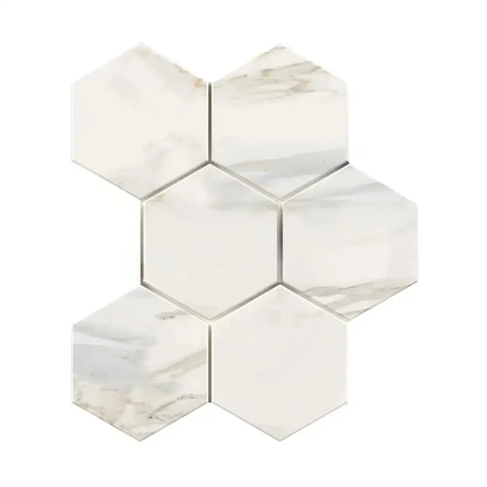 Hexagonal Calacatta Gold Marble Mosaic Tile Polished or Honed for elegant flooring
