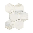 Hexagonal Calacatta Gold Marble Mosaic Tile Polished or Honed for elegant flooring