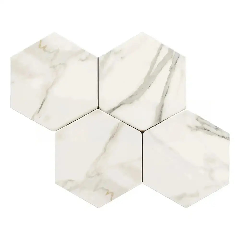 Calacatta Gold Select hexagon marble tiles in polished or honed finish