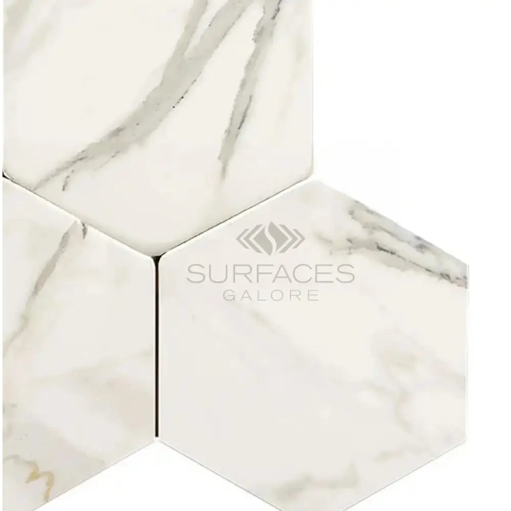 Calacatta Oro (Gold) Select 6" Hexagon Mosaic Marble Tile-American Stone