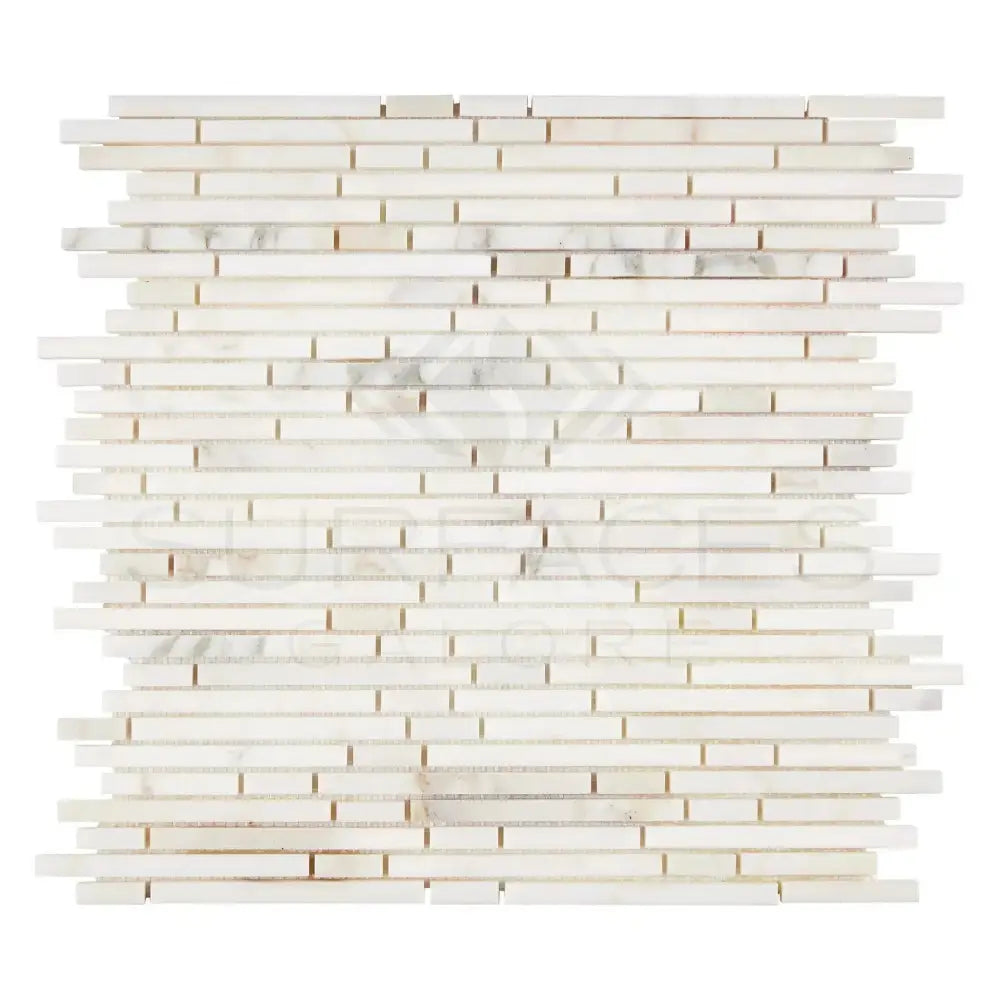 White marble mosaic tile with Calacatta Gold veins in polished or honed finish