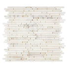 White marble mosaic tile with Calacatta Gold veins in polished or honed finish