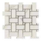 Woven pattern of White and Marble Tiles from Calacatta Gold Select Mosaic Tile