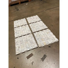 Rectangular white marble mosaic tiles from Calacatta Gold Select Basketweave mosaic collection