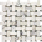 Woven Calacatta Gold Select and Ming-Green Marble Mosaic Tile in polished or honed finish