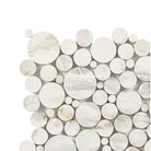 White marble circle mosaic from Calacatta Gold Select with gold bubbles detail
