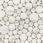 White marble circle mosaic from Calacatta Gold Select Gold Bubbles Marble Tile