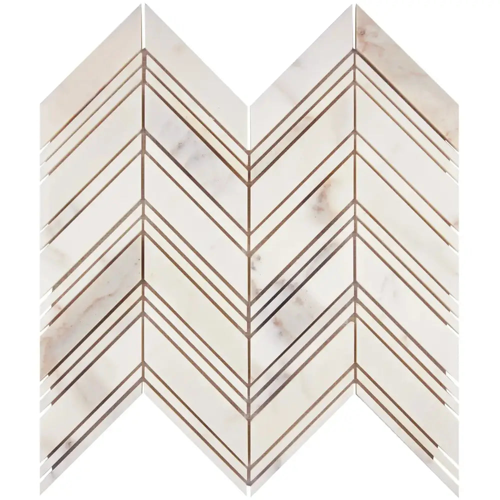 Chevron patterned Calacatta Gold Select Gold Mosaic Marble Tile polished or honed