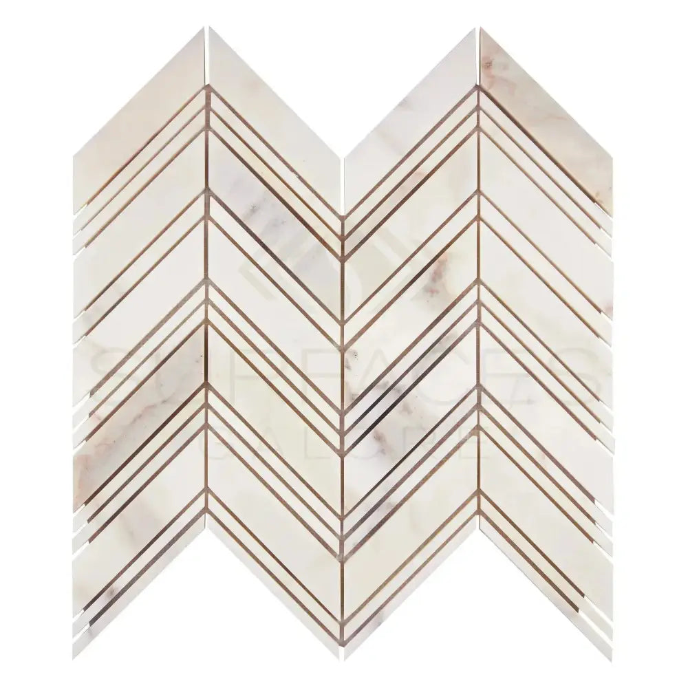 Chevron patterned Calacatta Gold Select Gold marble tile for luxurious flooring or backsplash