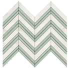 Calacatta Gold Select Gold Chevron Mosaic Marble Tile with Ming-Green details