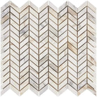 Chevron pattern marble tile in Calacatta Gold Select for elegant interior design