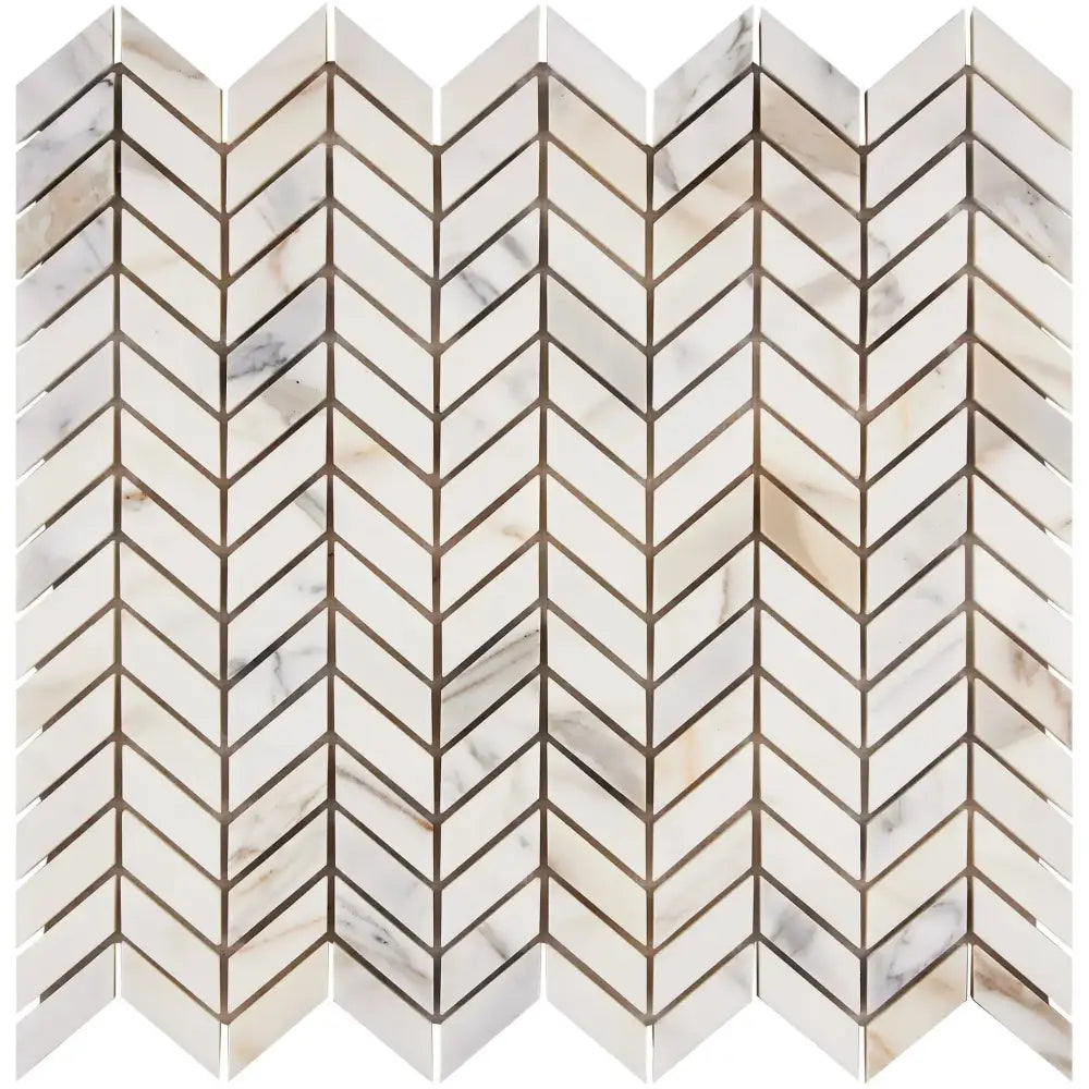 Calacatta Gold Select Gold Chevron Mini Marble Mosaic Tile polished or honed