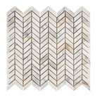 Chevron pattern marble mosaic tile in Calacatta Gold Select Gold Mini Polished or Honed finish