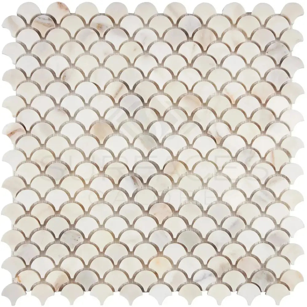 Calacatta Oro (Gold) Select Fan (Raindrop) Mosaic Marble Tile-American Stone