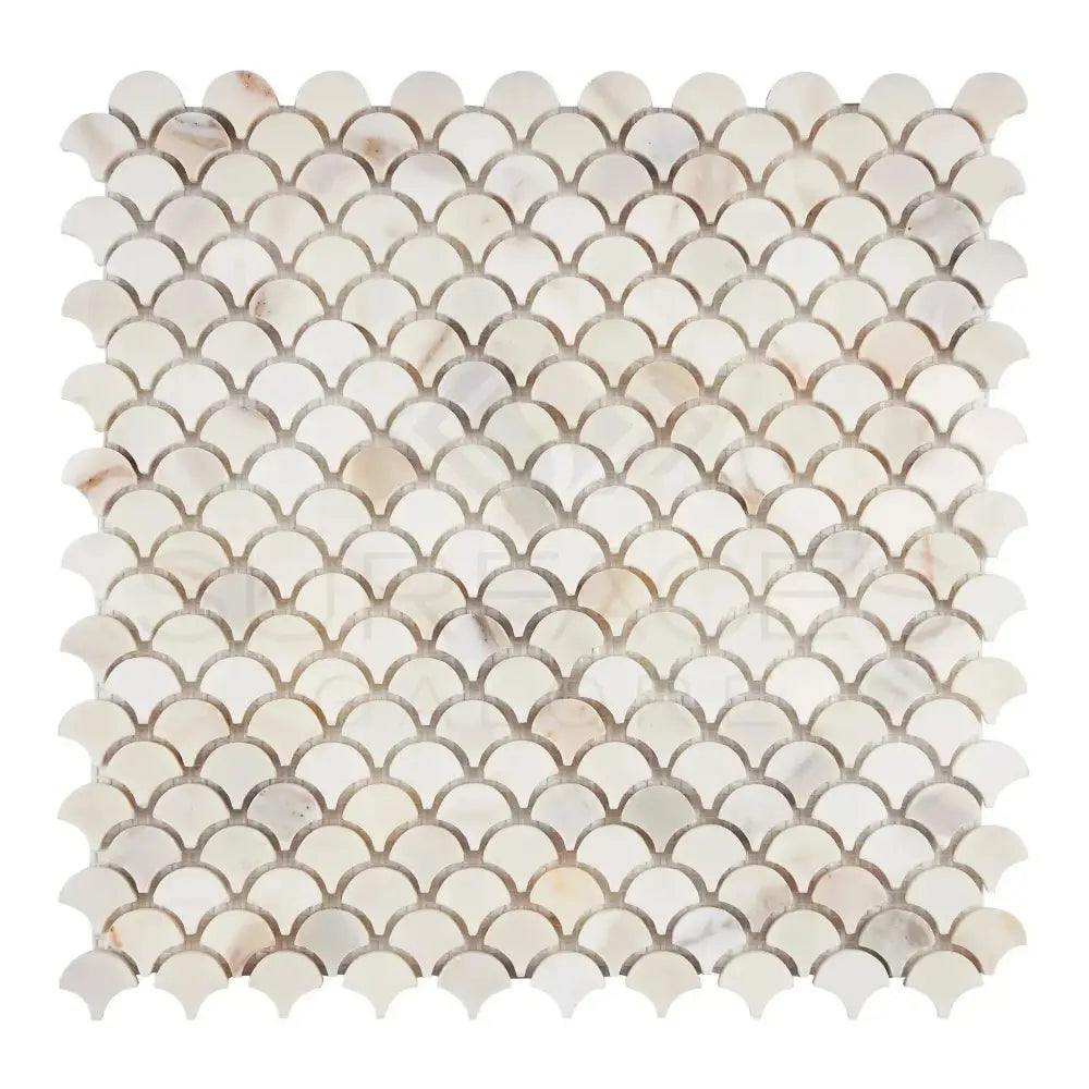 Mother of pearl fan mosaic tile from Calacatta Gold Select Gold Fan Mosaic Marble Tile collection