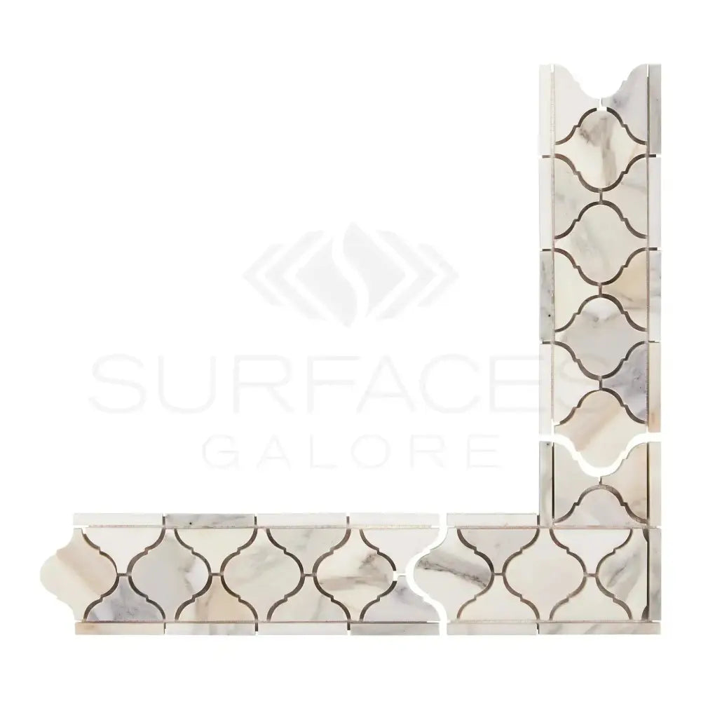 Marble mosaic border tile from Calacatta Gold Select Gold Lantern luxury marble tile series