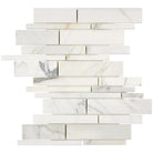 White marble mosaic tile from Calacatta Gold Select Gold Manhattan collection