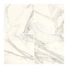 Four Calacatta Gold marble-patterned tiles in polished or honed finish for elegant flooring