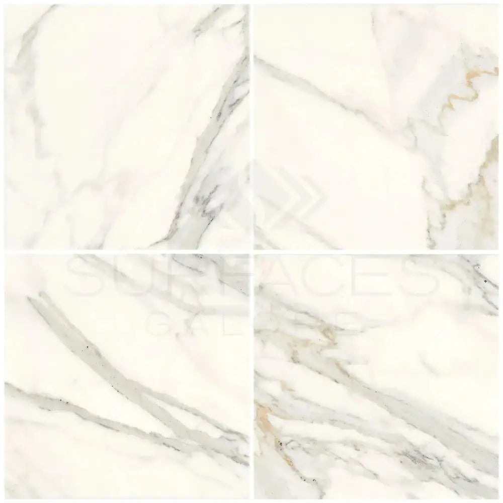 Calacatta Gold Select Gold Marble 12X12 polished or honed tiles showing four marble tiles