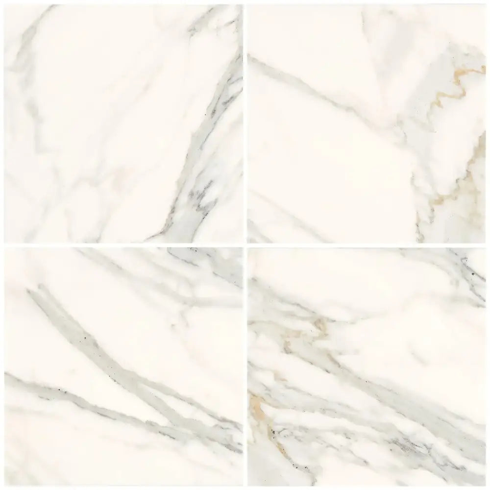 Four Calacatta Gold Select marble tiles with polished or honed finish