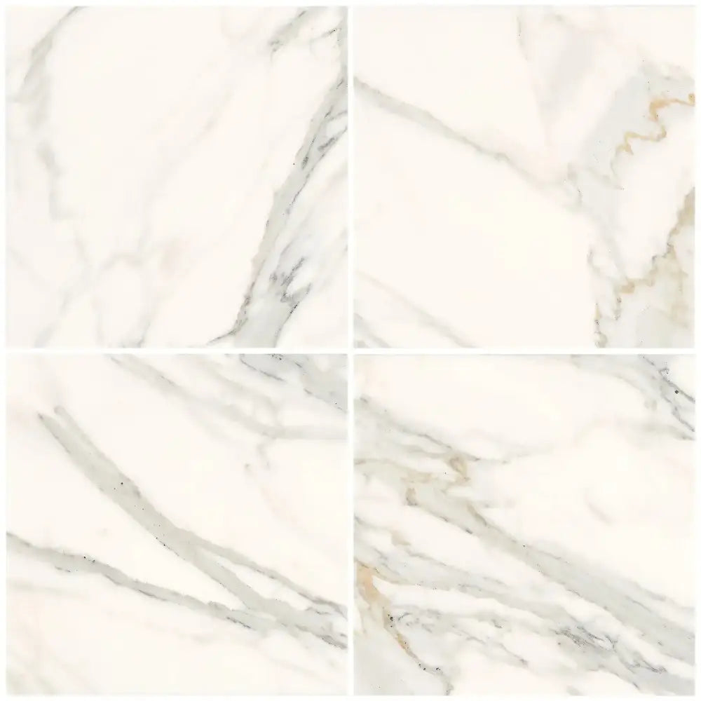Four Calacatta Gold Select marble tiles 18x18 polished or honed display elegant gold veining