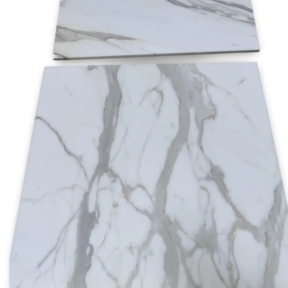 Calacatta Gold Select white marble tiles with gray veining in 18x18 polished or honed finish