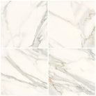 Four white Calacatta Gold marble tiles 24x24 polished or honed for luxurious flooring