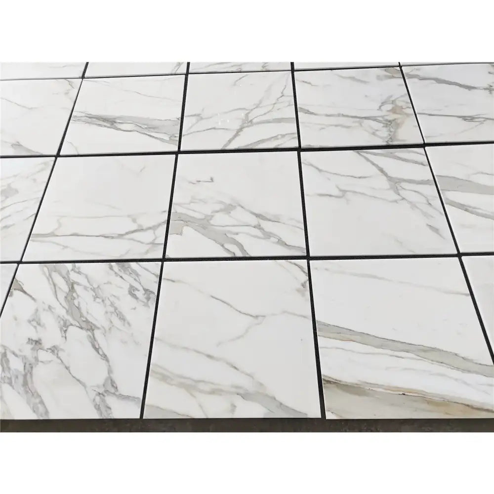 White marble-patterned Calacatta Gold Select 24x24 polished or honed floor tiles