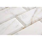 White marble subway tiles from Calacatta Gold Select for elegant backsplashes and walls