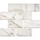 White marble-patterned tiles from Calacatta Gold Select Marble collection