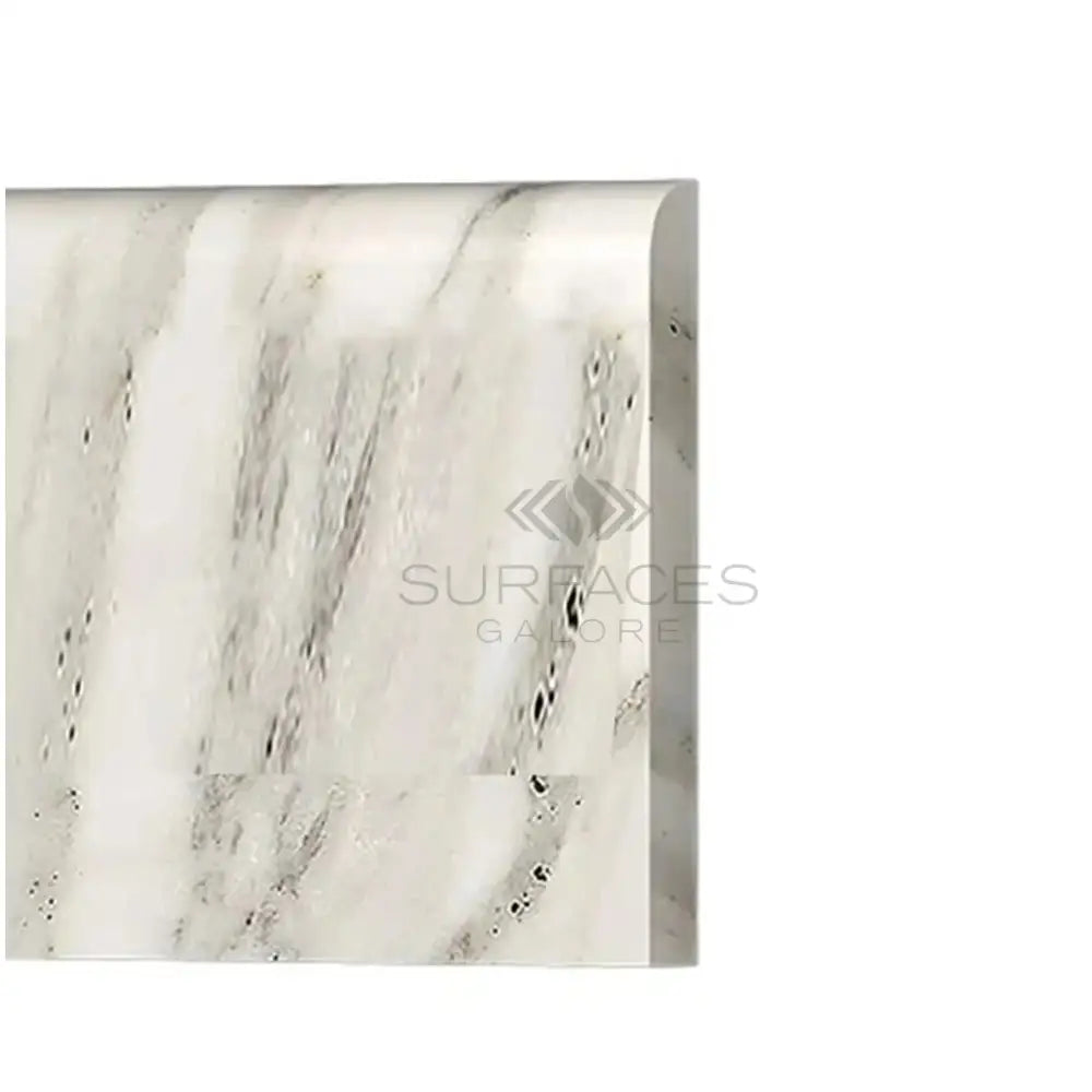 White marble countertop with rounded edge from Calacatta Gold Select Marble tile