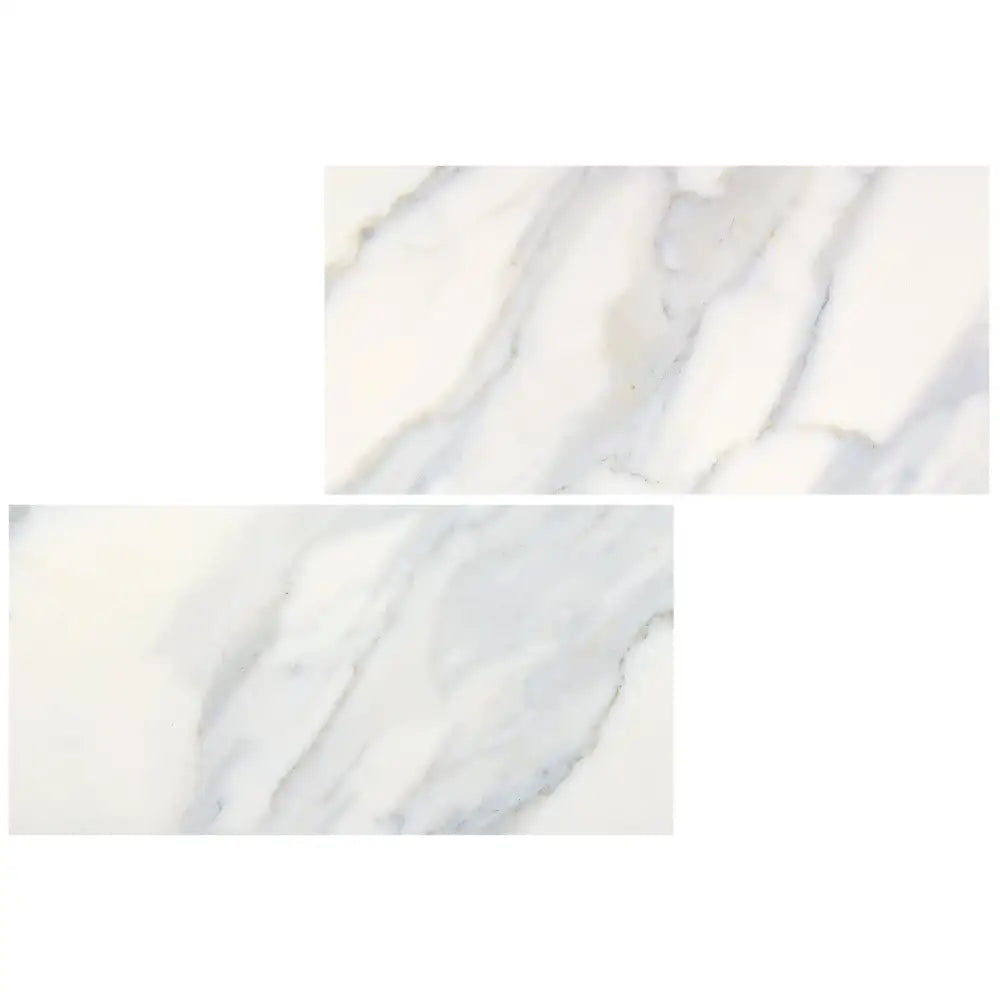 Marble-patterned ceramic tiles from Calacatta Gold Select Gold Marble 6X12 collection