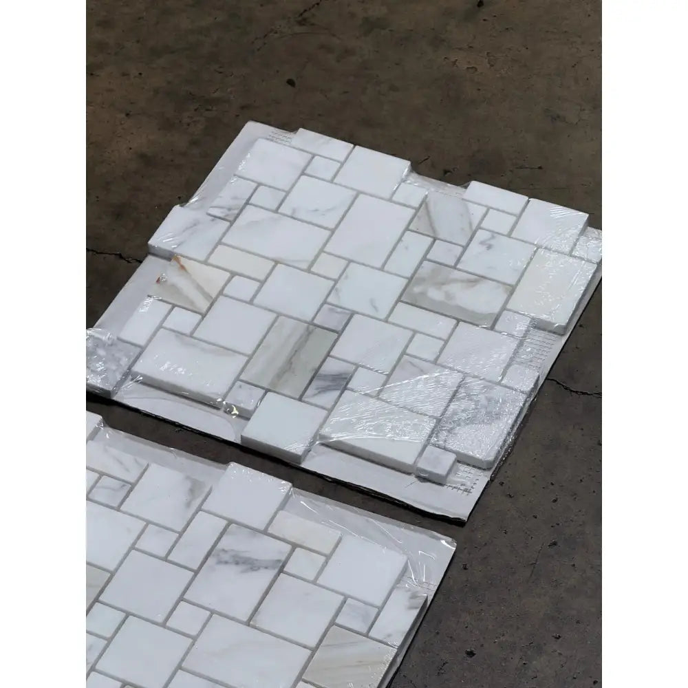 Calacatta Oro (Gold) Select Mini-Versailles Pattern Mosaic Marble Tile-American Stone
