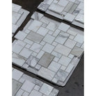 Marble mosaic tile sheets in Calacatta Gold Select Mini-Versailles pattern