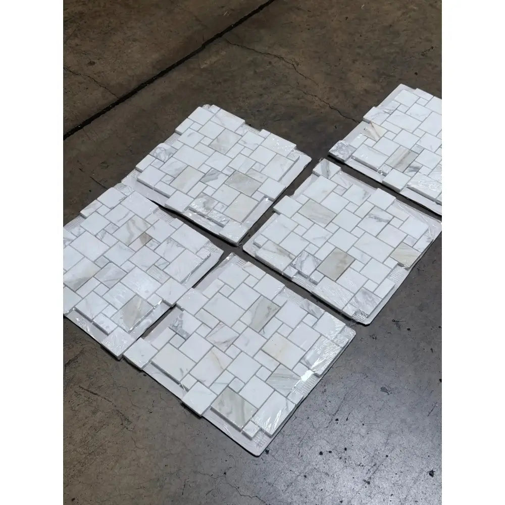 Calacatta Oro (Gold) Select Mini-Versailles Pattern Mosaic Marble Tile-American Stone