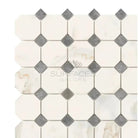 Calacatta Gold Select Gold Octagon and Diamond Marble Tile Mosaic in Blue-Gray Finish