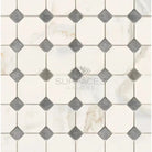 Patterned tile flooring with Calacatta Gold Select Gold Octagon Mosaic Marble Tile