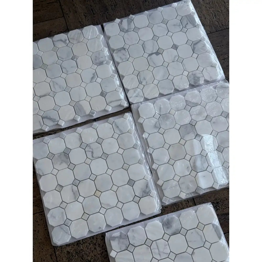 Calacatta Oro (Gold) Select Octagon (w/Calacatta Oro (Gold) Select) Mosaic Marble Tile-American Stone