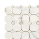 White octagon and diamond tile mosaic from Calacatta Gold Select Gold Marble Tile collection