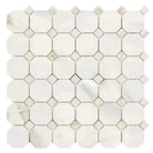 White marble octagon and diamond mosaic tile from Calacatta Gold Select collection