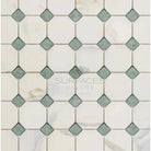 Patterned Tile Mosaic from Calacatta Gold Select Gold Octagon Marble Tile with Ming Green accents