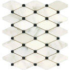 White and black diamond tile mosaic from Calacatta Gold Select Gold Octave marble tile collection