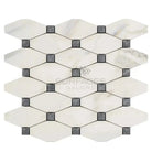 Calacatta Gold Select Mosaic Tile with elongated hexagons and blue-gray accents