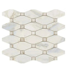 White marble mosaic tile from Calacatta Gold Select with long octagon shape, polished or honed finish