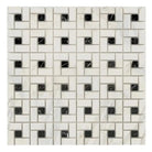 Square mosaic tile pattern featuring Calacatta Gold Select Gold Pinwheel marble